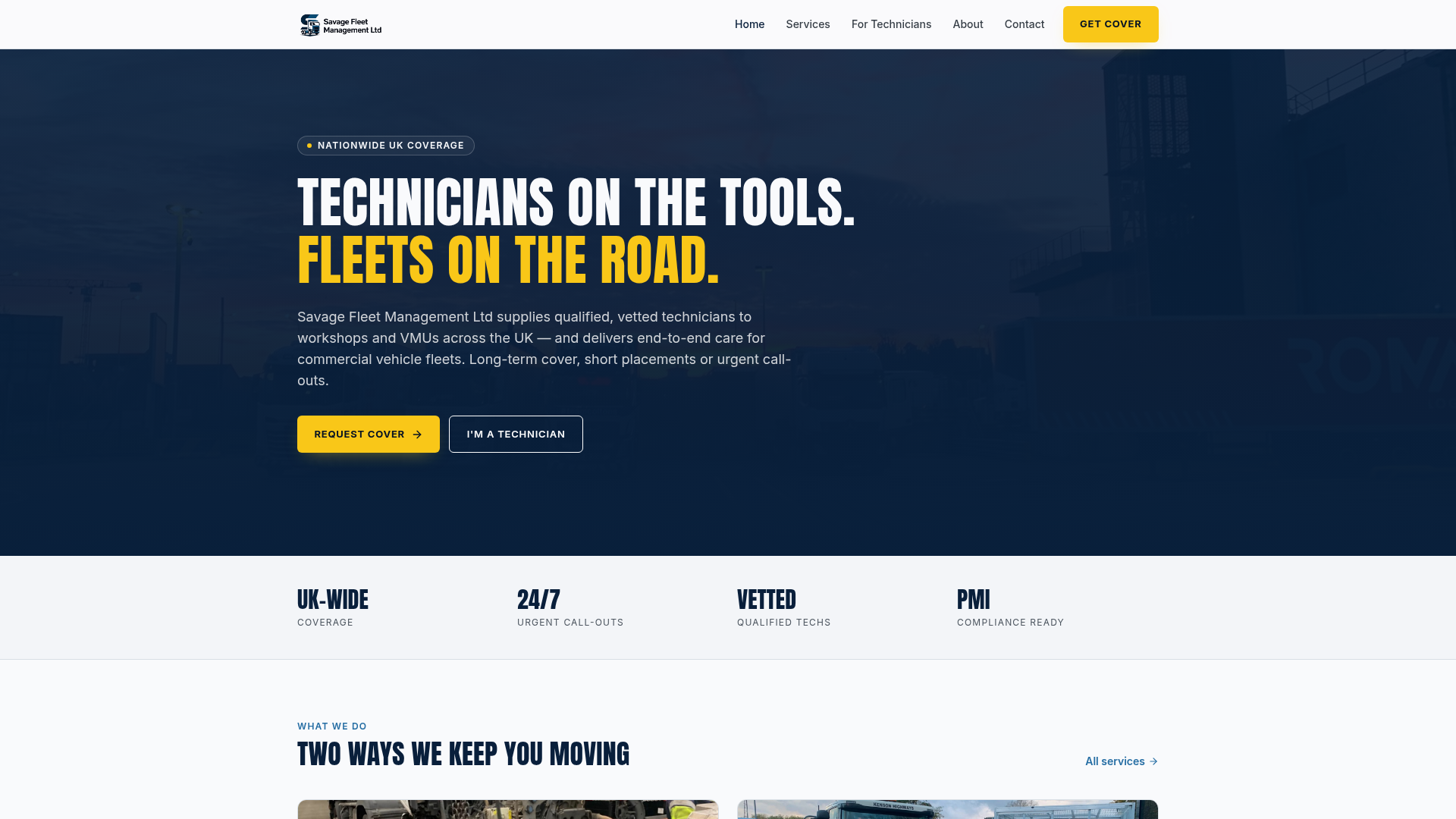 Savage Fleet Management website screenshot