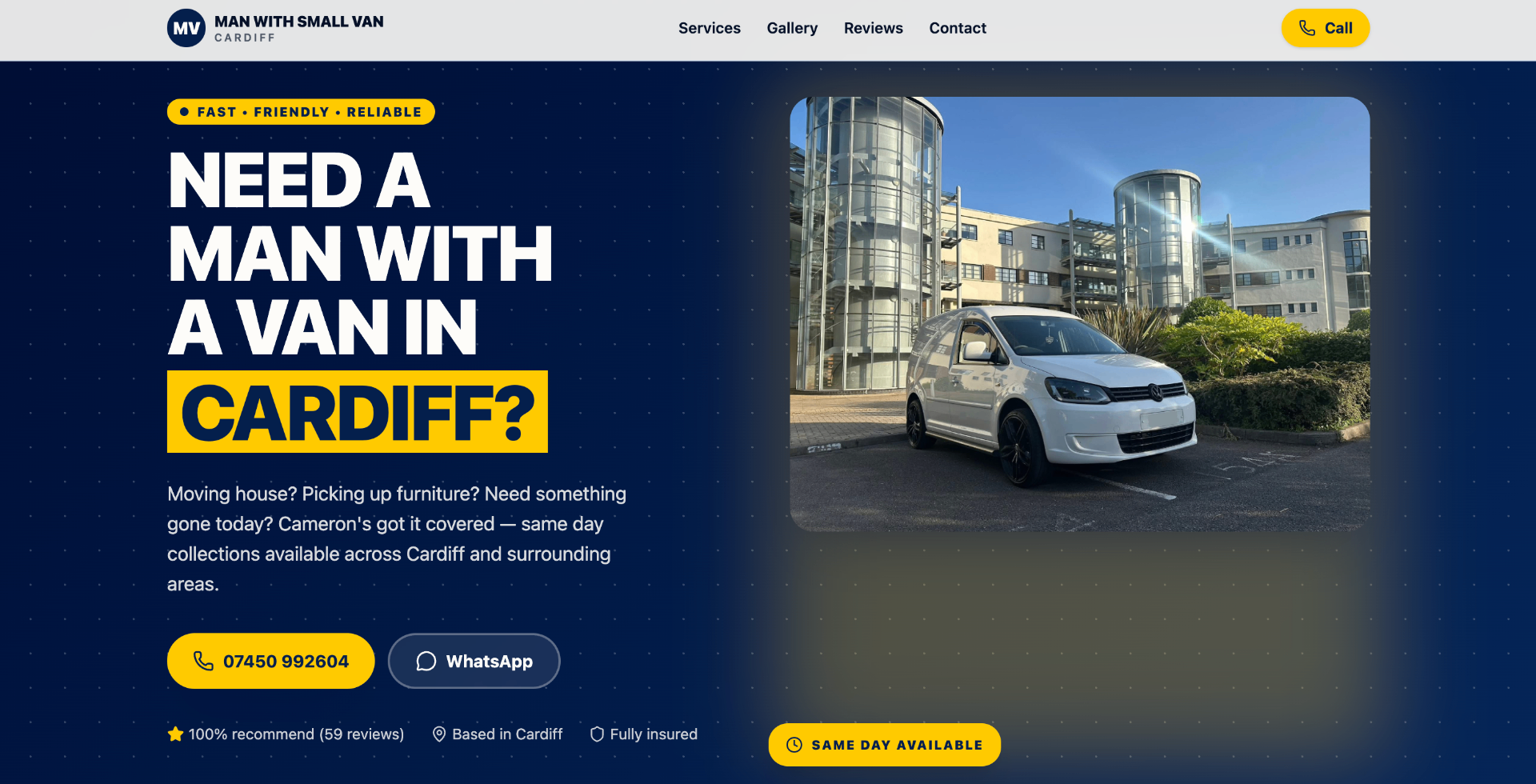 Man With Small Van Cardiff website screenshot