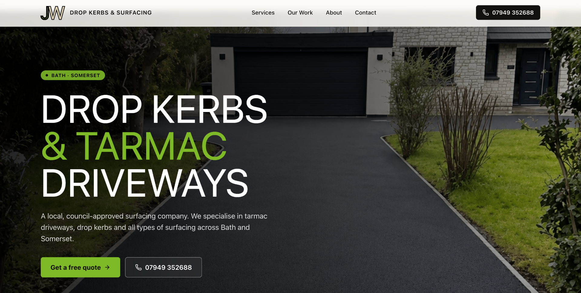 JW Drop Kerbs & Surfacing website screenshot
