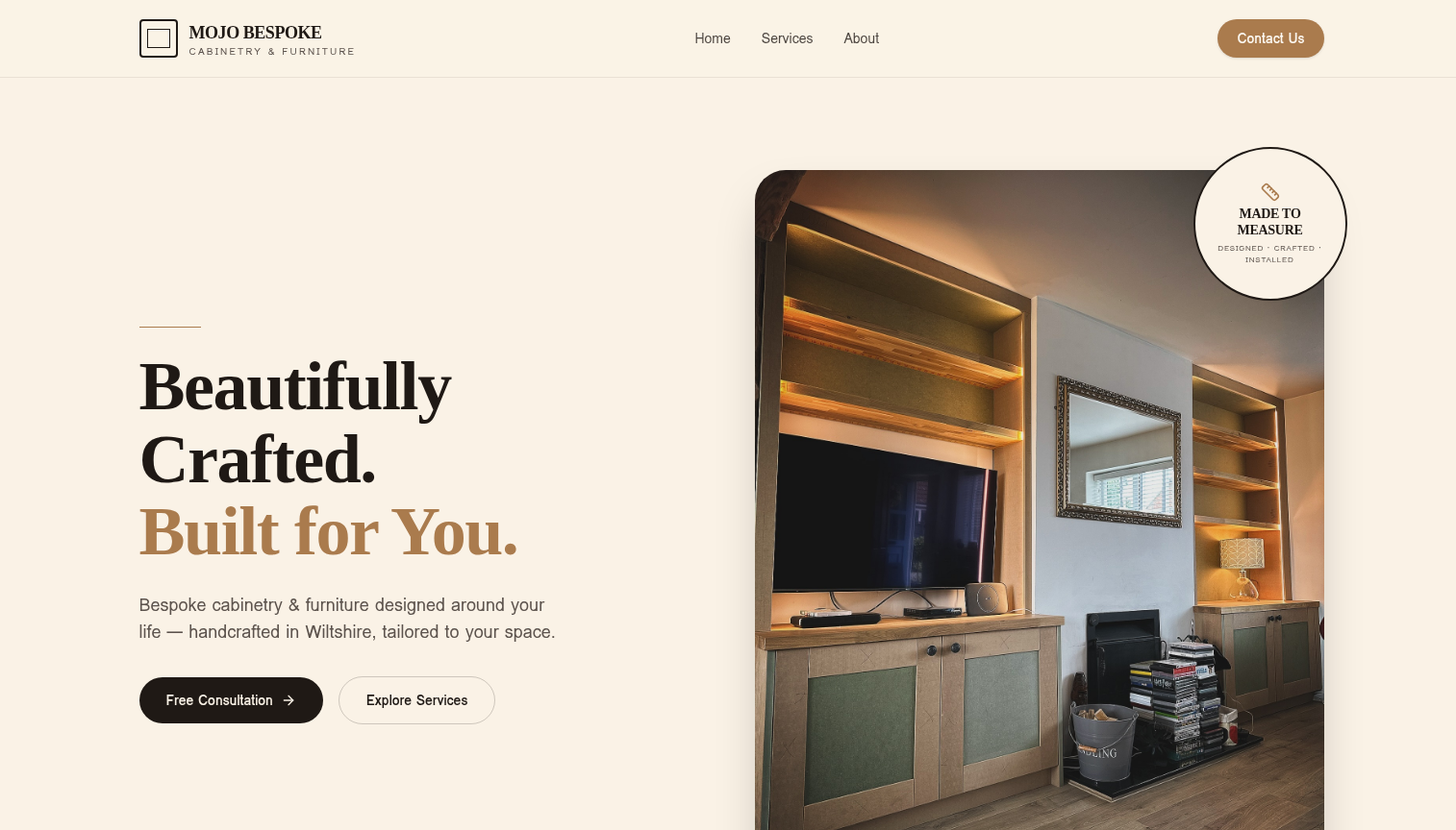 Mojo Bespoke website screenshot