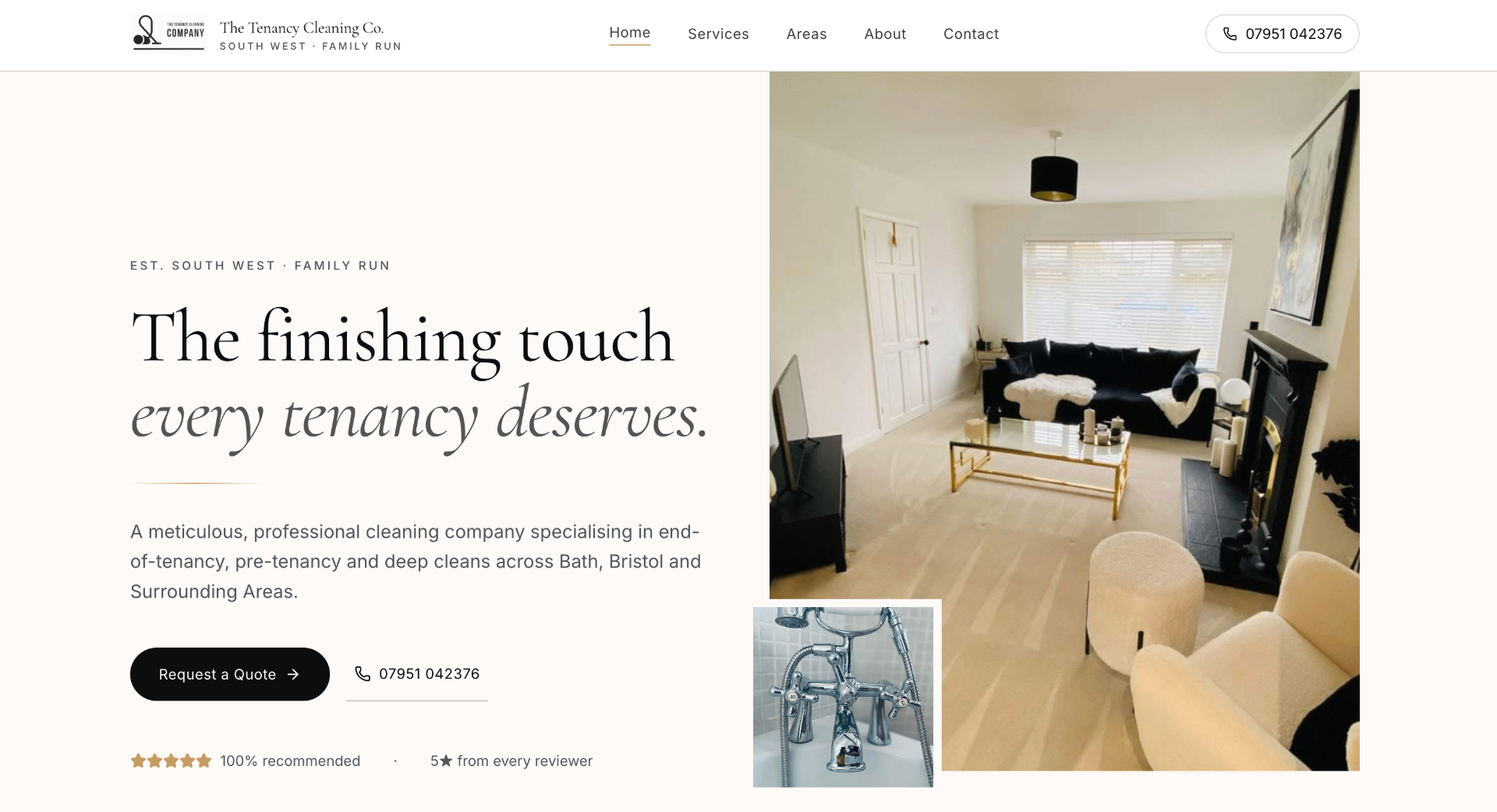 The Tenancy Cleaning Co. website screenshot